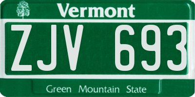 VT license plate ZJV693