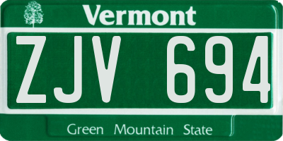 VT license plate ZJV694