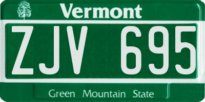 VT license plate ZJV695
