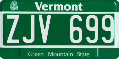VT license plate ZJV699
