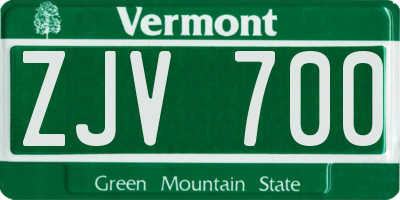 VT license plate ZJV700