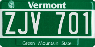 VT license plate ZJV701