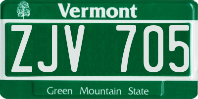 VT license plate ZJV705
