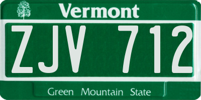 VT license plate ZJV712