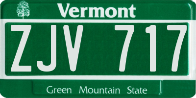 VT license plate ZJV717