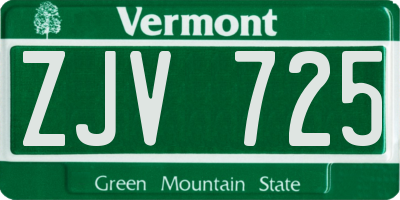 VT license plate ZJV725