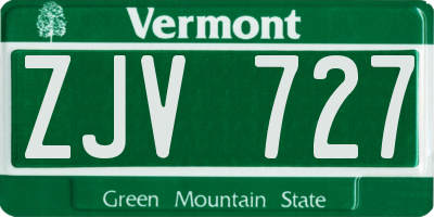 VT license plate ZJV727