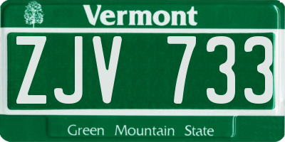 VT license plate ZJV733