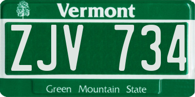 VT license plate ZJV734