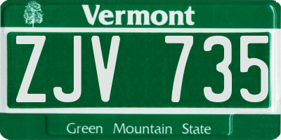 VT license plate ZJV735