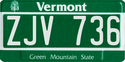 VT license plate ZJV736