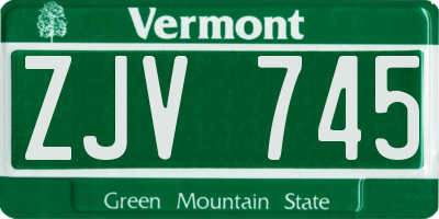 VT license plate ZJV745