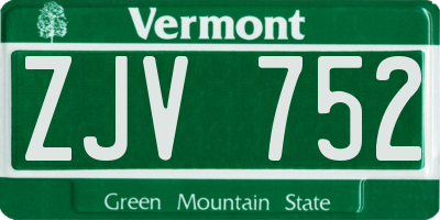 VT license plate ZJV752