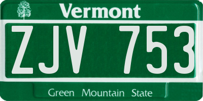 VT license plate ZJV753