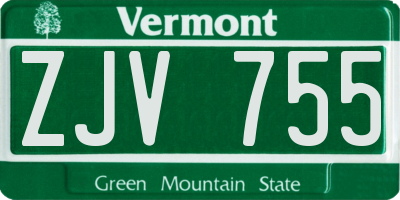 VT license plate ZJV755