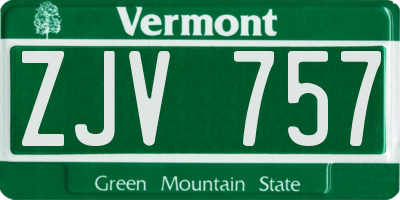 VT license plate ZJV757