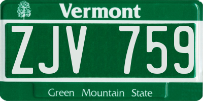 VT license plate ZJV759