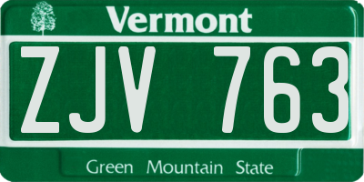 VT license plate ZJV763