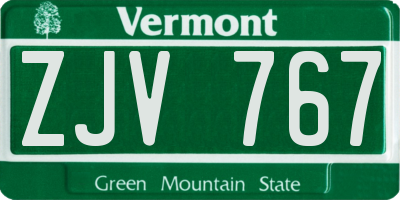 VT license plate ZJV767