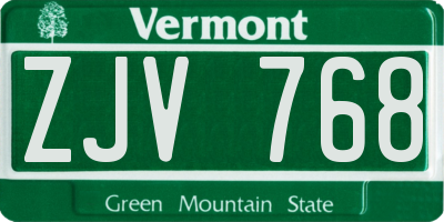VT license plate ZJV768