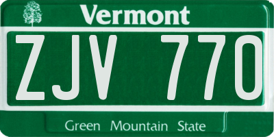 VT license plate ZJV770