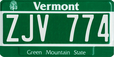VT license plate ZJV774