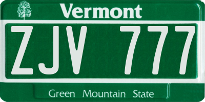 VT license plate ZJV777
