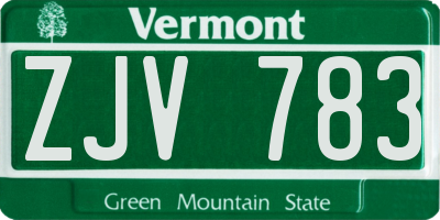 VT license plate ZJV783