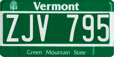 VT license plate ZJV795