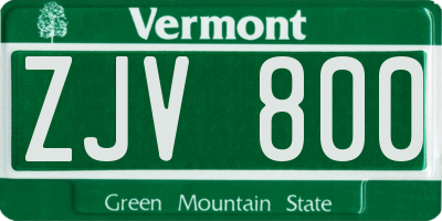 VT license plate ZJV800