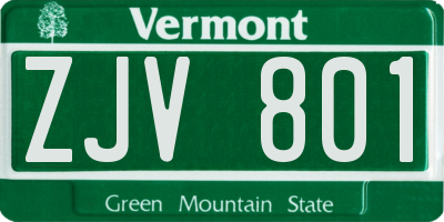 VT license plate ZJV801