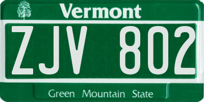 VT license plate ZJV802