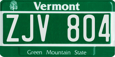 VT license plate ZJV804