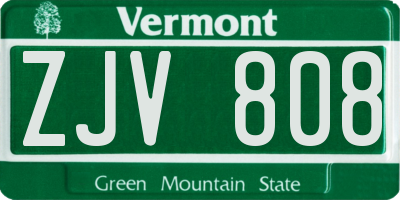VT license plate ZJV808