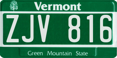 VT license plate ZJV816