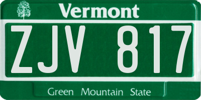 VT license plate ZJV817