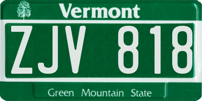 VT license plate ZJV818