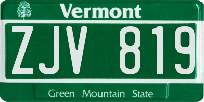 VT license plate ZJV819