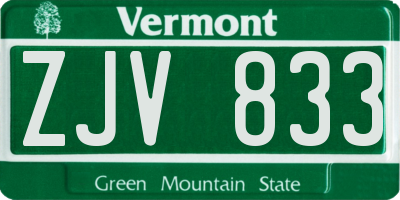VT license plate ZJV833