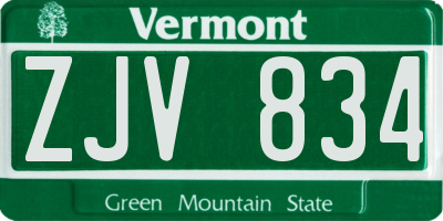 VT license plate ZJV834