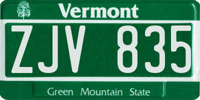 VT license plate ZJV835
