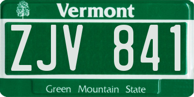 VT license plate ZJV841