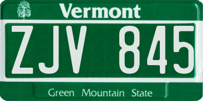VT license plate ZJV845