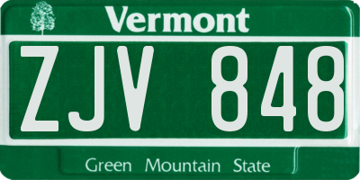VT license plate ZJV848