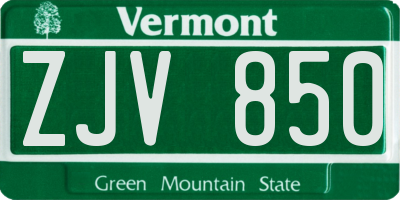 VT license plate ZJV850