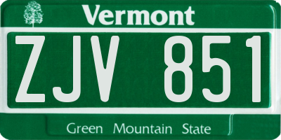 VT license plate ZJV851
