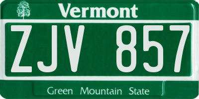 VT license plate ZJV857