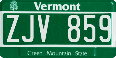 VT license plate ZJV859