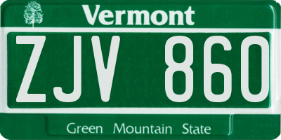 VT license plate ZJV860