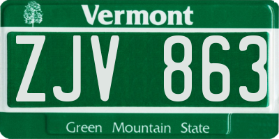 VT license plate ZJV863